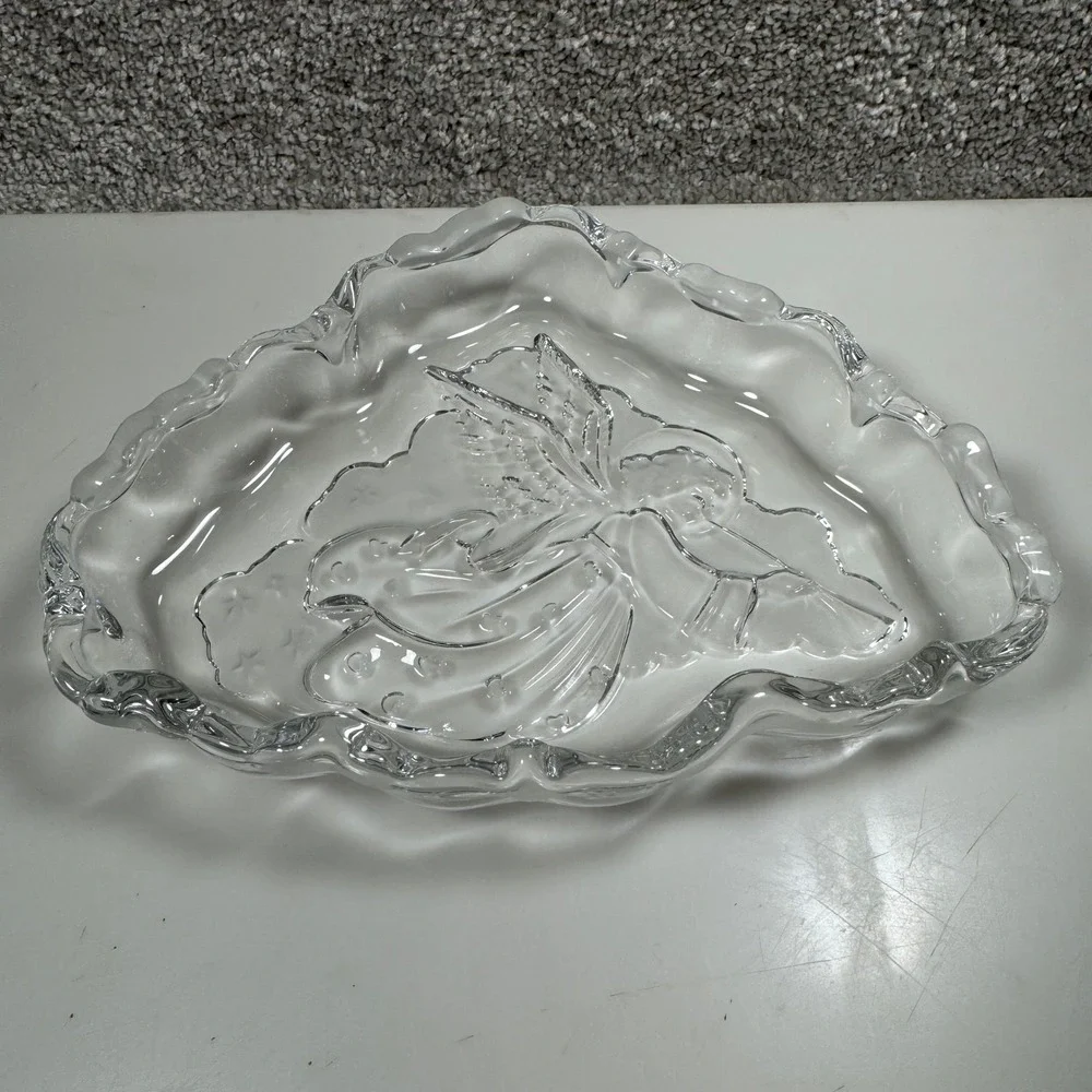 Mikasa‎ Candy Dish Clear Glass Angel Music Trumpet Cloud Shape Trinket Tray 7.5